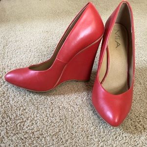 Peach color MIA high heel wedge